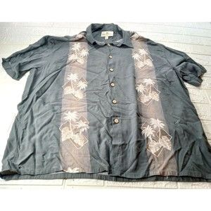 Island Shores Button Up Shirt Short Sleeves Hawaiian Palms Men's Size XXL